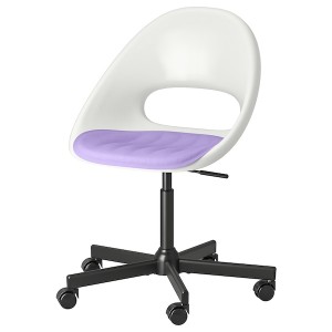 IKEA LOBERGET / MALSKÄR swivel chair + pad White Black / Lilac, Ikea Ireland | 1854JMPAK