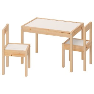 IKEA LÄTT Children's table and 2 chairs, white, pine, Ikea Ireland | 3697ITVFO