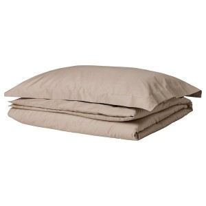 IKEA LUKTJASMIN duvet cover and pillowcase(s), Twin Gray / Beige, Ikea Ireland | 4089DLTMI