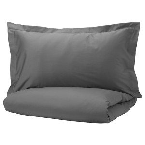 IKEA LUKTJASMIN duvet cover and pillowcase(s), King Dark Gray, Ikea Ireland | 8725HDAQB
