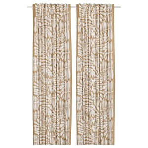 IKEA MAJSMOTT curtains, 1 pair, beige/white, 57x98 in, Ikea Ireland | 1086POHAM