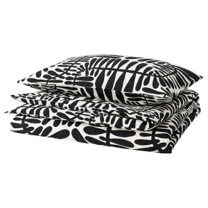 IKEA MAJSMOTT duvet cover and pillowcase(s), Twin Off White / Black, Ikea Ireland | 5394DSZQF