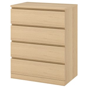 IKEA MALM 4-drawer chest, 31 1/2x39 3/8 in White Stained / Oak Veneer, Ikea Ireland | 6794CEDFH