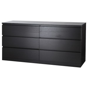 IKEA MALM 6-drawer dresser, 63x30 3/4 in Black / Brown, Ikea Ireland | 2354VOQEY