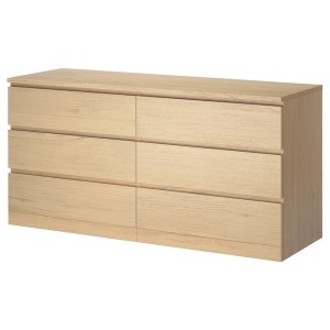 IKEA MALM 6-drawer dresser, 63x30 3/4 in White Stained / Oak Veneer, Ikea Ireland | 9082CXWQR
