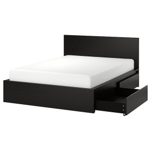 IKEA MALM high bed frame/2 storage boxes, Full Black / Brown, Ikea Ireland | 9125ZRDWI