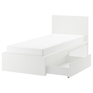 IKEA MALM high bed frame/2 storage boxes, Twin White / Luröy, Ikea Ireland | 3769VCSGK
