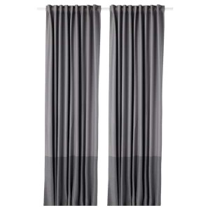 IKEA MARJUN room darkening curtains, 1 pair, gray, 57x98 in, Ikea Ireland | 9628VBHOS