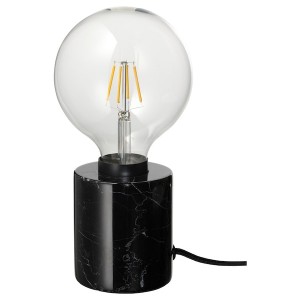 IKEA MARKFROST / LUNNOM table lamp with LED bulb Marble Black / Globe, Ikea Ireland | 7162GTBJZ