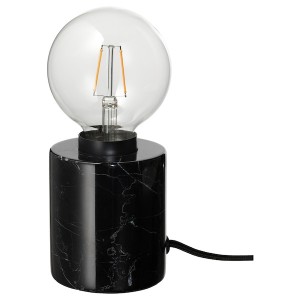 IKEA MARKFROST / LUNNOM table lamp with LED bulb Marble Black / Globe Clear, Ikea Ireland | 5391PIDXA