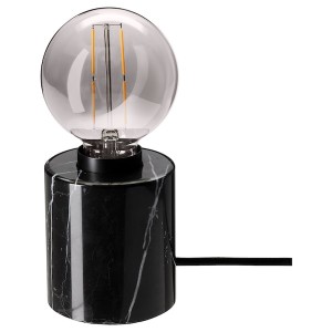 IKEA MARKFROST / MOLNART table lamp with LED bulb, marble black/gray clear glass, 4 in, Ikea Ireland | 3826CFWIH