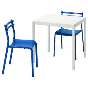 IKEA MELLTORP / GENESÖN table and 2 chairs, white white/metal blue, 29 1/2 in, Ikea Ireland | 4067DCAQF