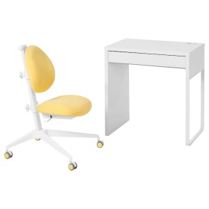 IKEA MICKE / DAGNAR desk and chair, white/yellow, Ikea Ireland | 9376FPELU