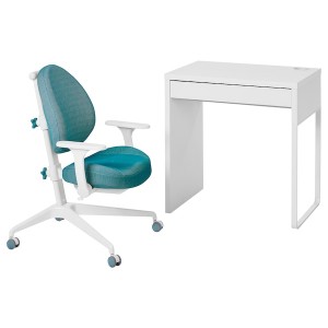 IKEA MICKE / GUNRIK desk and chair, white/turquoise, Ikea Ireland | 7614KTZFP