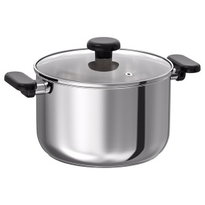 IKEA MIDDAGSMAT pot with lid, clear glass/stainless steel, 5.3 qt, Ikea Ireland | 2794QDCHN
