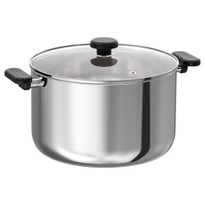 IKEA MIDDAGSMAT pot with lid, clear glass/stainless steel, 10.6 qt, Ikea Ireland | 0617VBETY