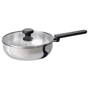 IKEA MIDDAGSMAT sauté pan with lid, clear glass/stainless steel, 9 in, Ikea Ireland | 9572SZXHA