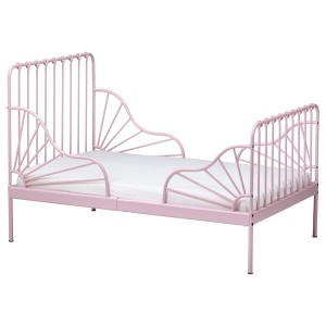 IKEA MINNEN ext bed frame with slatted bed base, 38 1/4x74 3/4 in Light Pink, Ikea Ireland | 2390PCKZD