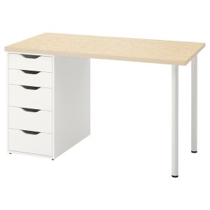 IKEA MITTCIRKEL / ALEX desk, 47 1/4x23 5/8 in Lively Pine Effect / White, Ikea Ireland | 5308HSPUG