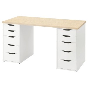 IKEA MITTCIRKEL / ALEX desk, 55 1/8x23 5/8 in Lively Pine Effect White, Ikea Ireland | 5870QYNEU