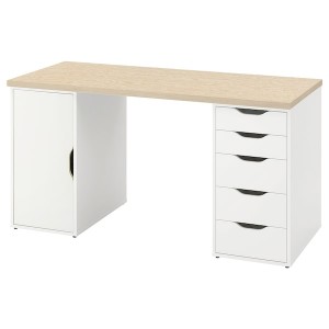 IKEA MITTCIRKEL / ALEX desk, 55 1/8x23 5/8 in Lively Pine Effect / White, Ikea Ireland | 7458WONVC