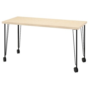 IKEA MITTCIRKEL / KRILLE desk, 55 1/8x23 5/8 in Lively Pine Effect Black, Ikea Ireland | 6019PCDKB