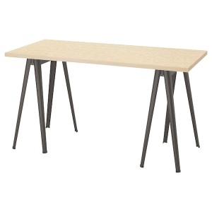 IKEA MITTCIRKEL / NÄRSPEL desk, lively pine effect/dark gray, 55 1/8x23 5/8 in, Ikea Ireland | 0147XDVPB