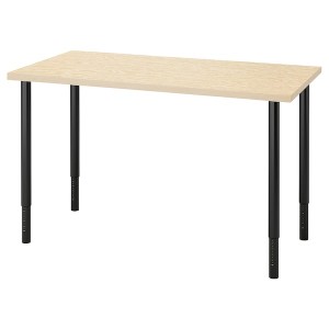 IKEA MITTCIRKEL / OLOV desk, 47 1/4x23 5/8 in Lively Pine Effect / Black, Ikea Ireland | 9713BKNJG