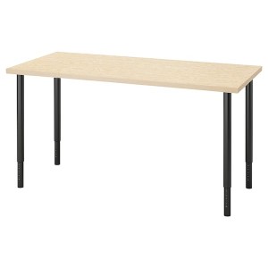 IKEA MITTCIRKEL / OLOV desk, 55 1/8x23 5/8 in Lively Pine Effect / Black, Ikea Ireland | 3918DFGQR