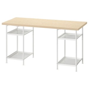 IKEA MITTCIRKEL / SPÄND desk, 55 1/8x23 5/8 in Lively Pine Effect / White, Ikea Ireland | 2891JQNBM