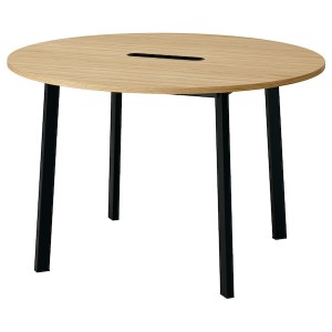 IKEA MITTZON conference table, 47 1/4x29 1/2 in Round Oak Veneer / Black, Ikea Ireland | 1364ZUWIS