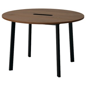 IKEA MITTZON conference table, 47 1/4x29 1/2 in Round Walnut Veneer / Black, Ikea Ireland | 0649YVRBM