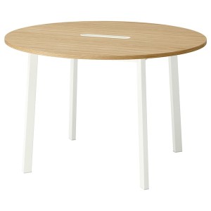 IKEA MITTZON conference table, 47 1/4x29 1/2 in Round Oak Veneer / White, Ikea Ireland | 8103KZRAS