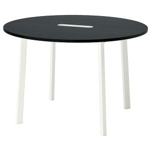 IKEA MITTZON conference table, 47 1/4x29 1/2 in Round Black Stained Ash Veneer / White, Ikea Ireland | 1756PRIJK