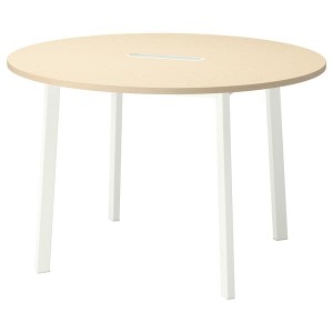 IKEA MITTZON conference table, 47 1/4x29 1/2 in Round Birch Veneer / White, Ikea Ireland | 4210SYKNV