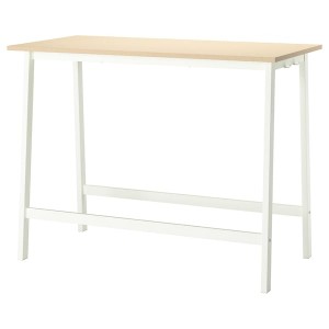 IKEA MITTZON conference table, 55 1/8x26 3/4x41 3/8 in Birch Veneer / White, Ikea Ireland | 3079CFPEK