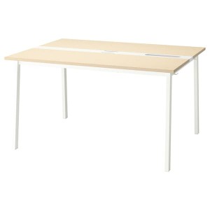 IKEA MITTZON conference table, 55 1/8x42 1/2x29 1/2 in Birch Veneer / White, Ikea Ireland | 1395WBLFR