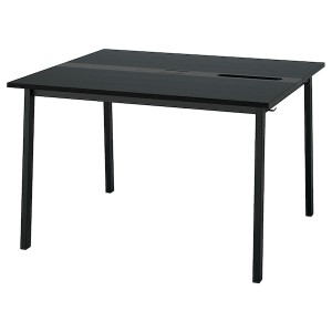 IKEA MITTZON conference table, black stained ash veneer/black, 47 1/4x42 1/2x29 1/2 in Black Stained Ash Veneer / Black, Ikea Ireland | 5704UWKGT