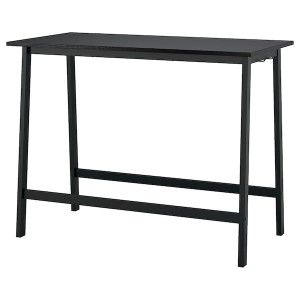 IKEA MITTZON conference table, black stained ash veneer/black, 55 1/8x26 3/4x41 3/8 in Black Stained Ash Veneer / Black, Ikea Ireland | 9371KJMQI