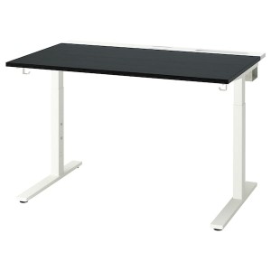 IKEA MITTZON desk, 47 1/4x31 1/2 in Black Stained Ash Veneer / White, Ikea Ireland | 4021YZGDU