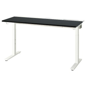 IKEA MITTZON desk, 55 1/8x23 5/8 in Black Stained Ash Veneer / White, Ikea Ireland | 9417FKJWY