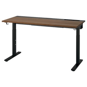 IKEA MITTZON desk, 55 1/8x23 5/8 in Walnut Veneer / Black, Ikea Ireland | 3905IVKEN
