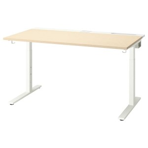 IKEA MITTZON desk, 55 1/8x31 1/2 in Birch Veneer / White, Ikea Ireland | 5913SLQGJ