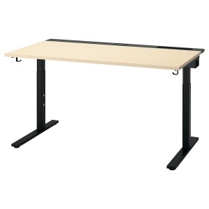 IKEA MITTZON desk, 55 1/8x31 1/2 in Birch Veneer / Black, Ikea Ireland | 1609ARUZS