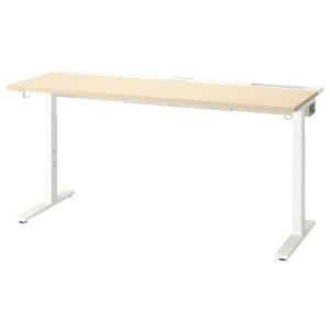 IKEA MITTZON desk, 63x23 5/8 in Birch Veneer / White, Ikea Ireland | 5237UHLXM
