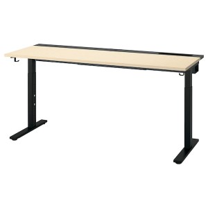 IKEA MITTZON desk, 63x23 5/8 in Birch Veneer / Black, Ikea Ireland | 7582YBCPZ