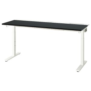 IKEA MITTZON desk, 63x23 5/8 in Black Stained Ash Veneer / White, Ikea Ireland | 7805ZJKXT