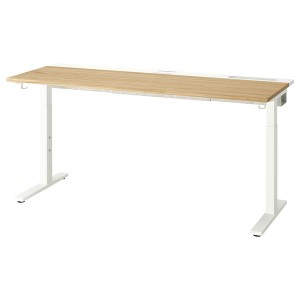 IKEA MITTZON desk, 63x23 5/8 in Oak Veneer / White, Ikea Ireland | 2189EFITR
