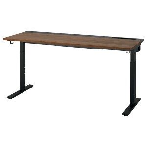 IKEA MITTZON desk, 63x23 5/8 in Walnut Veneer / Black, Ikea Ireland | 5320WYLBC