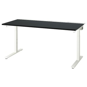 IKEA MITTZON desk, 63x31 1/2 in Black Stained Ash Veneer White, Ikea Ireland | 1792EIYVA